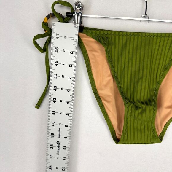 J.Crew Wide-Rib High-Rise Bikini Bottom Dark Green Ladies Size M NEW - Picture 9 of 9